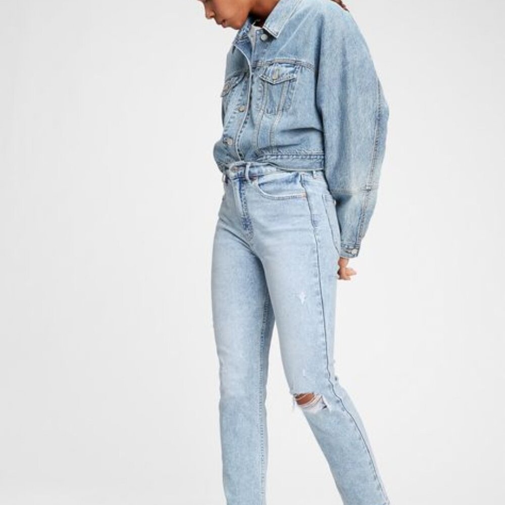 GAP High Rise Destructed Cigarette Jeans sz 25 regular